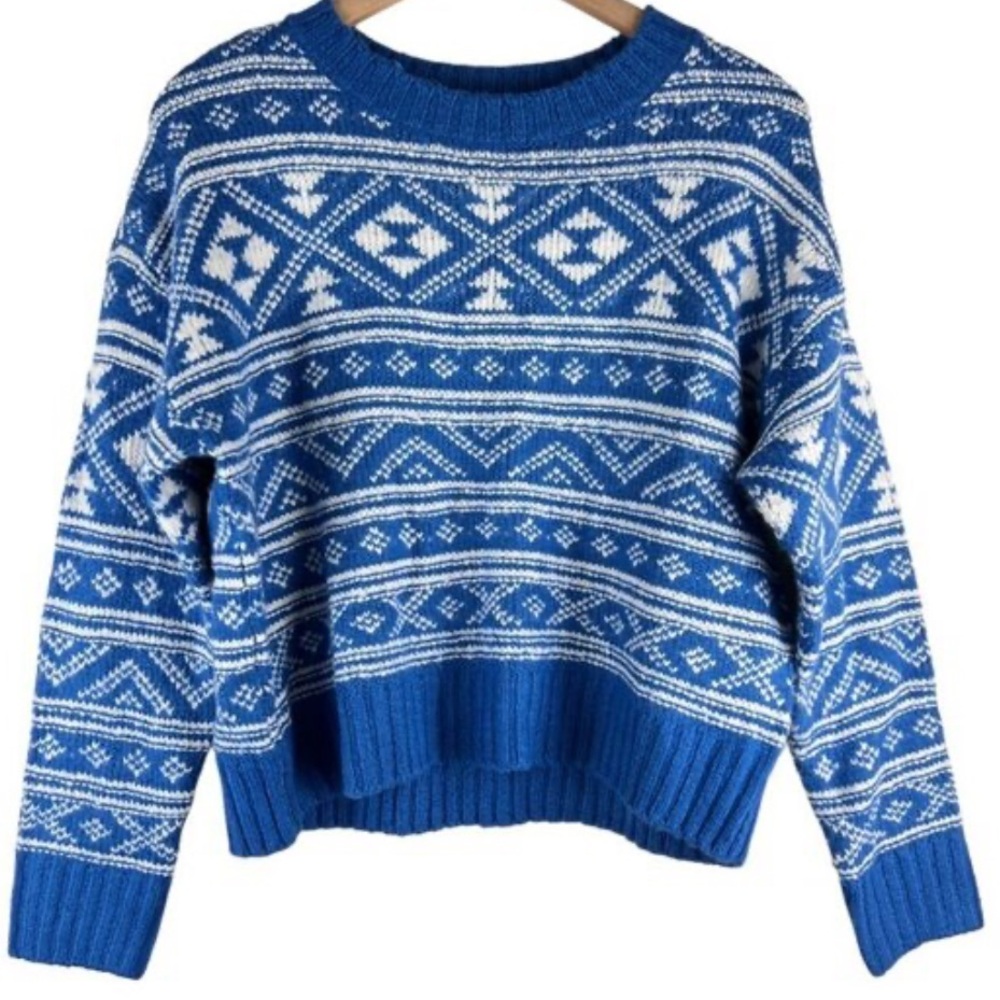 American Eagle Blue Fair Isle Sweater